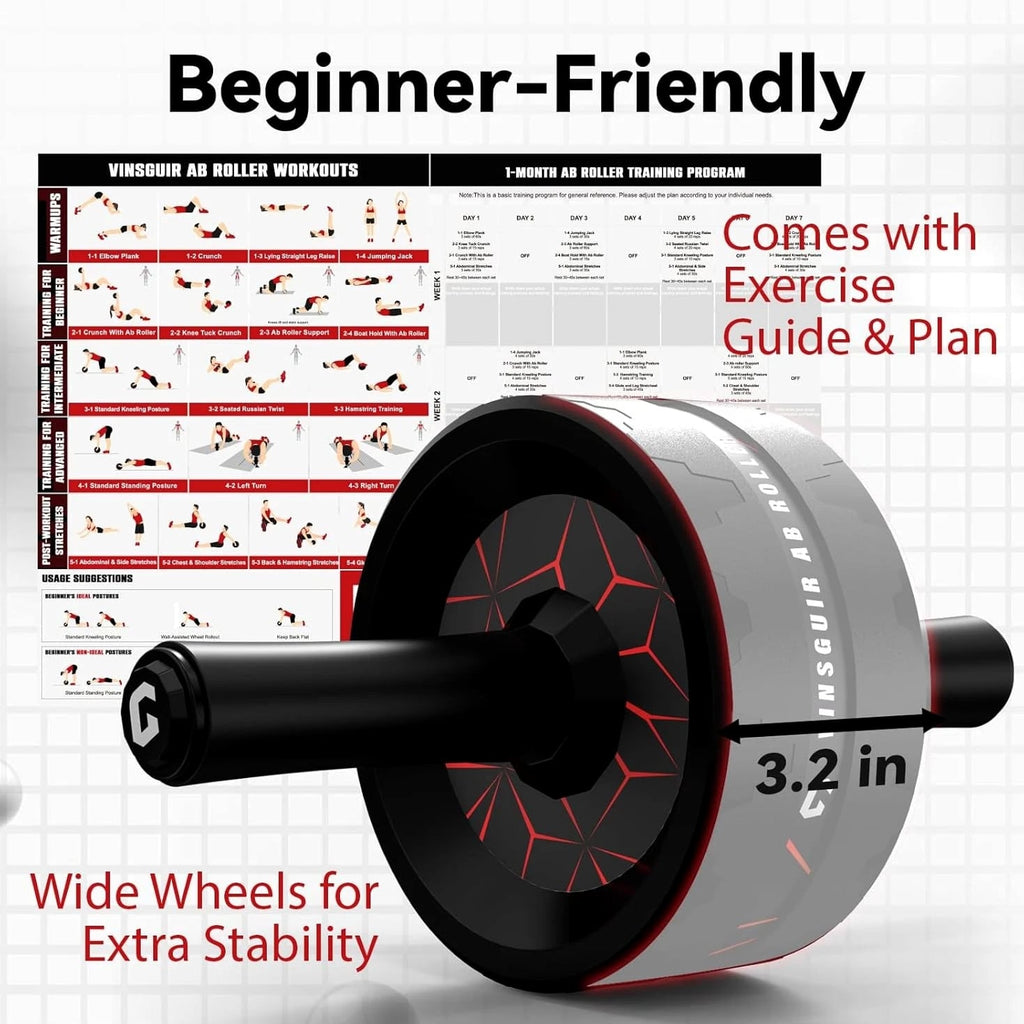 Ab Roller Wheel Core Workout Equipment Home Gym with Knee Pad Fitness