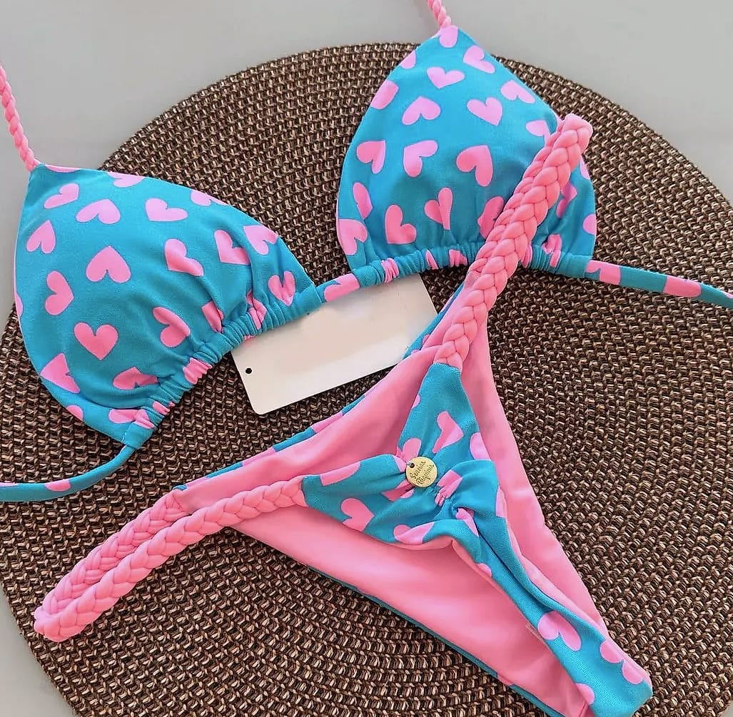 Women's Bikini Split Print Swimwear G-string Beach
