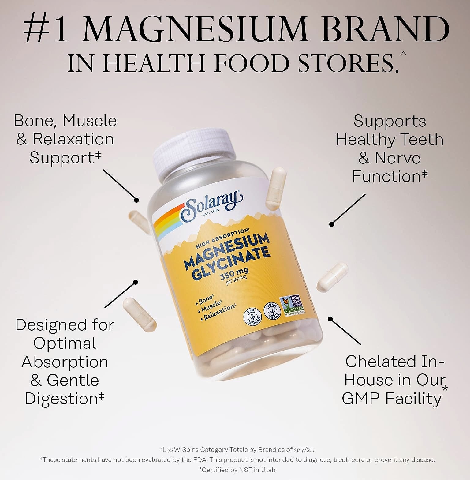 Solaray Magnesium Glycinate 350mg Chelated Capsules