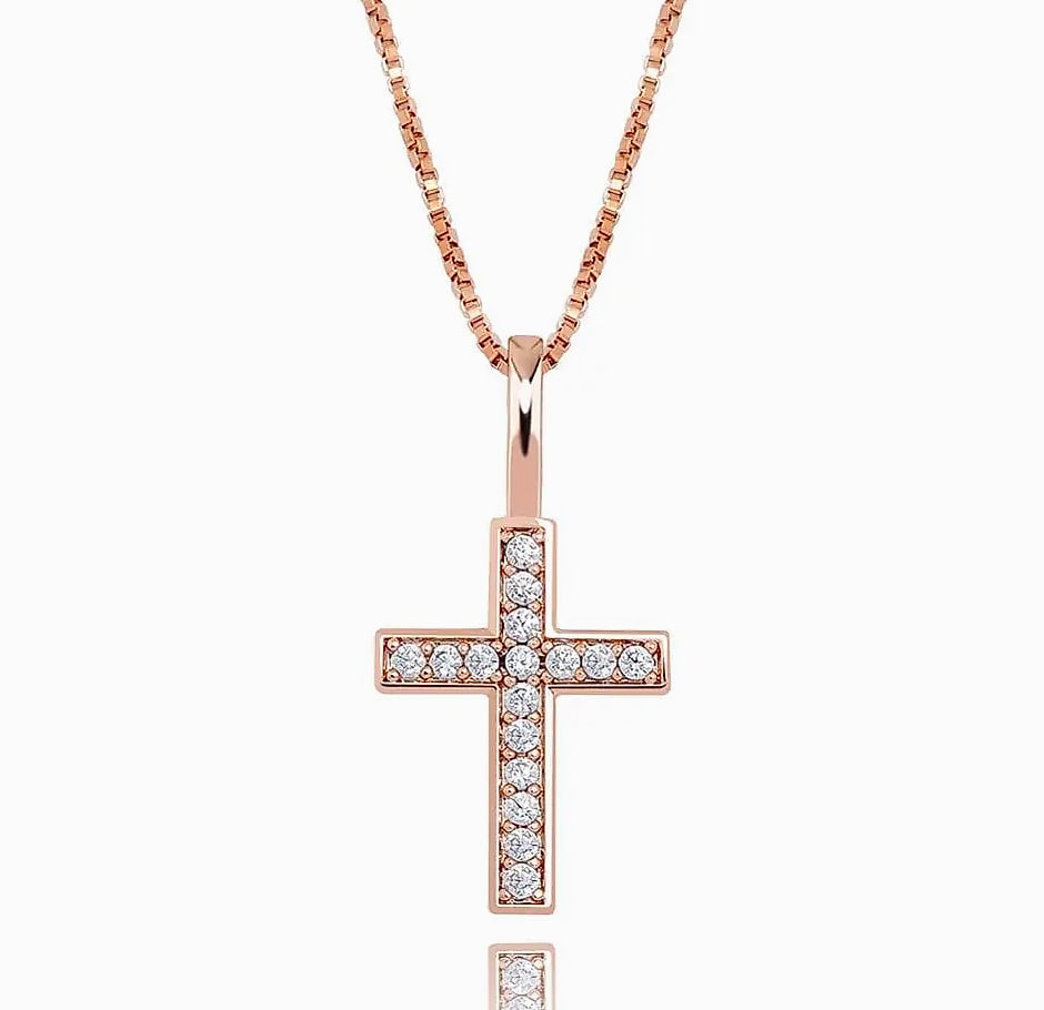 TOPGRILLZ 925 Sterling Silver Ice Zircon Cross Pendant