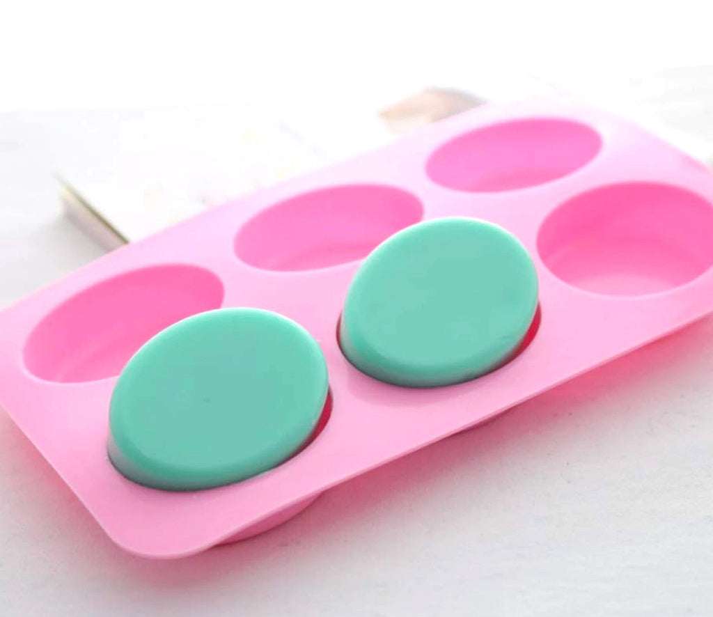 6 Cavity DIY Handmade Oval Silicone Mold for Soap Bar