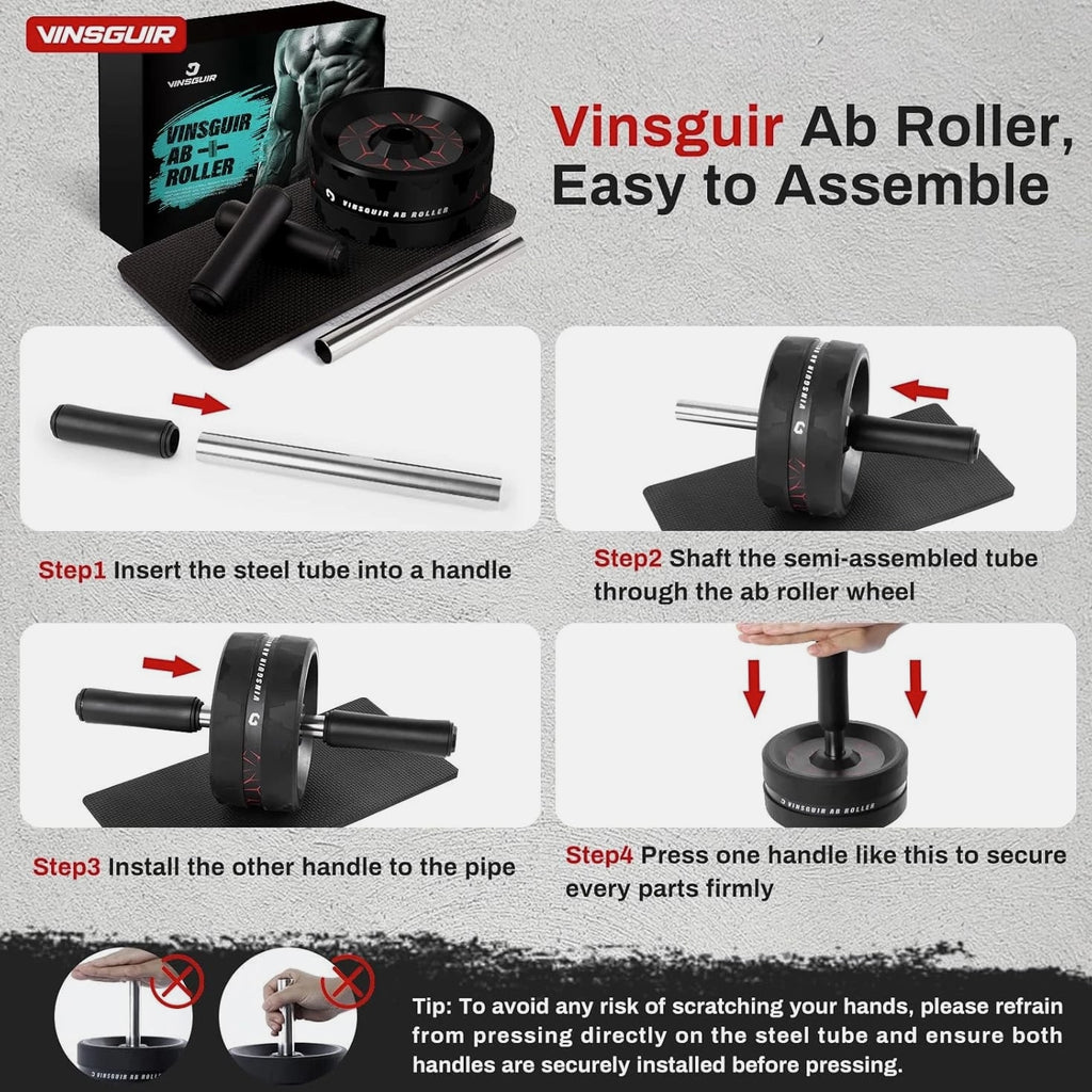 VINSGUIR Ab Roller Wheel, Abs & Core Workout Equipment for Home Gym with Knee Pa