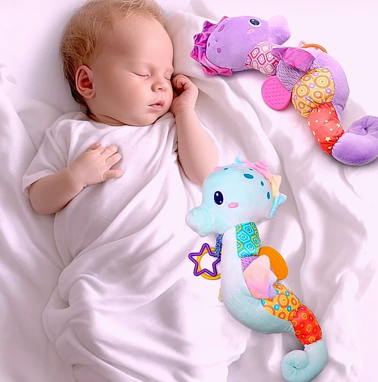 ASWJ Baby Seahorse Musical Rattle Soft Toy for Infants