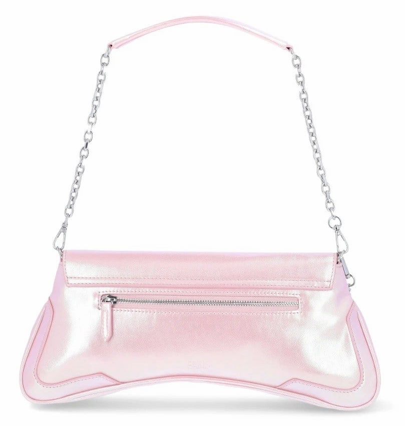 Paris Hilton Womens Rider Large Shoulder Baguette Bag Pink Purse Shiny Metallic