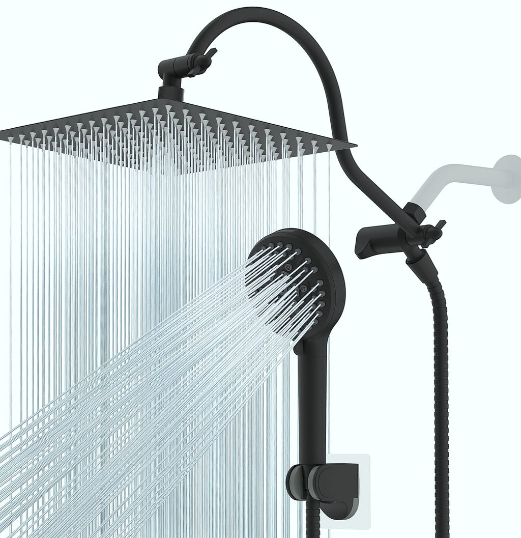 Hibbent 10 inch rainfall shower head combo with handheld sprayer