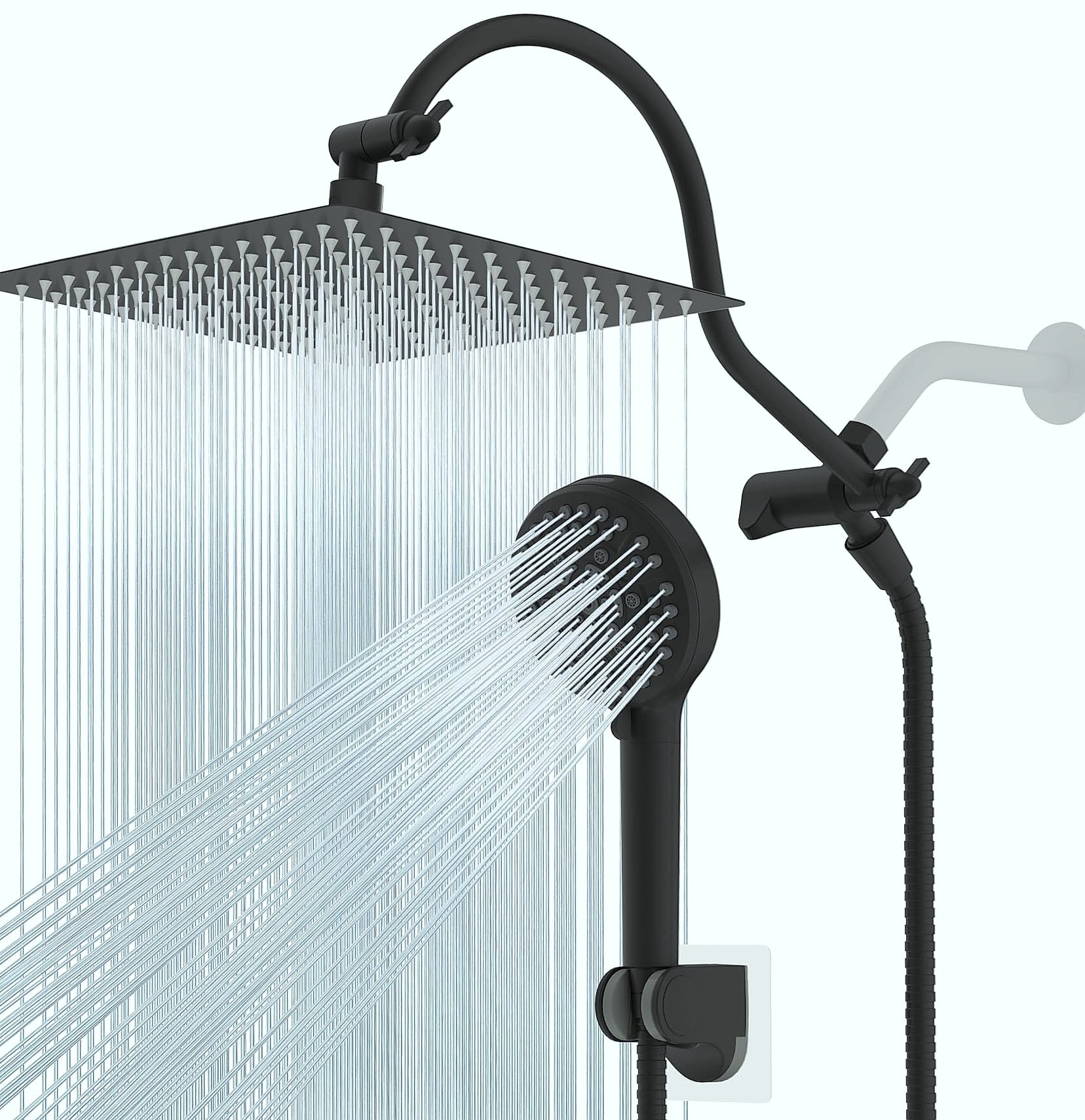 Hibbent 10 inch rainfall shower head combo with handheld sprayer