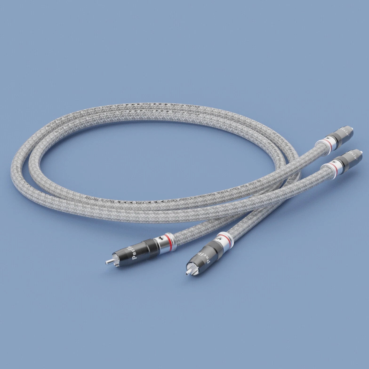 Pair 5N Pure Solid Silver RCA to RCA Cable HiFi Audio Cable Interconnect Line