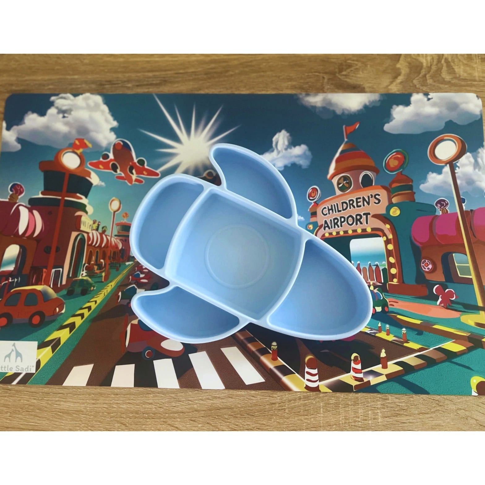 Liitle Sadi Silicone Airplane Toddler Plate, BPA-Free, Baby Plate, Baby Dish.