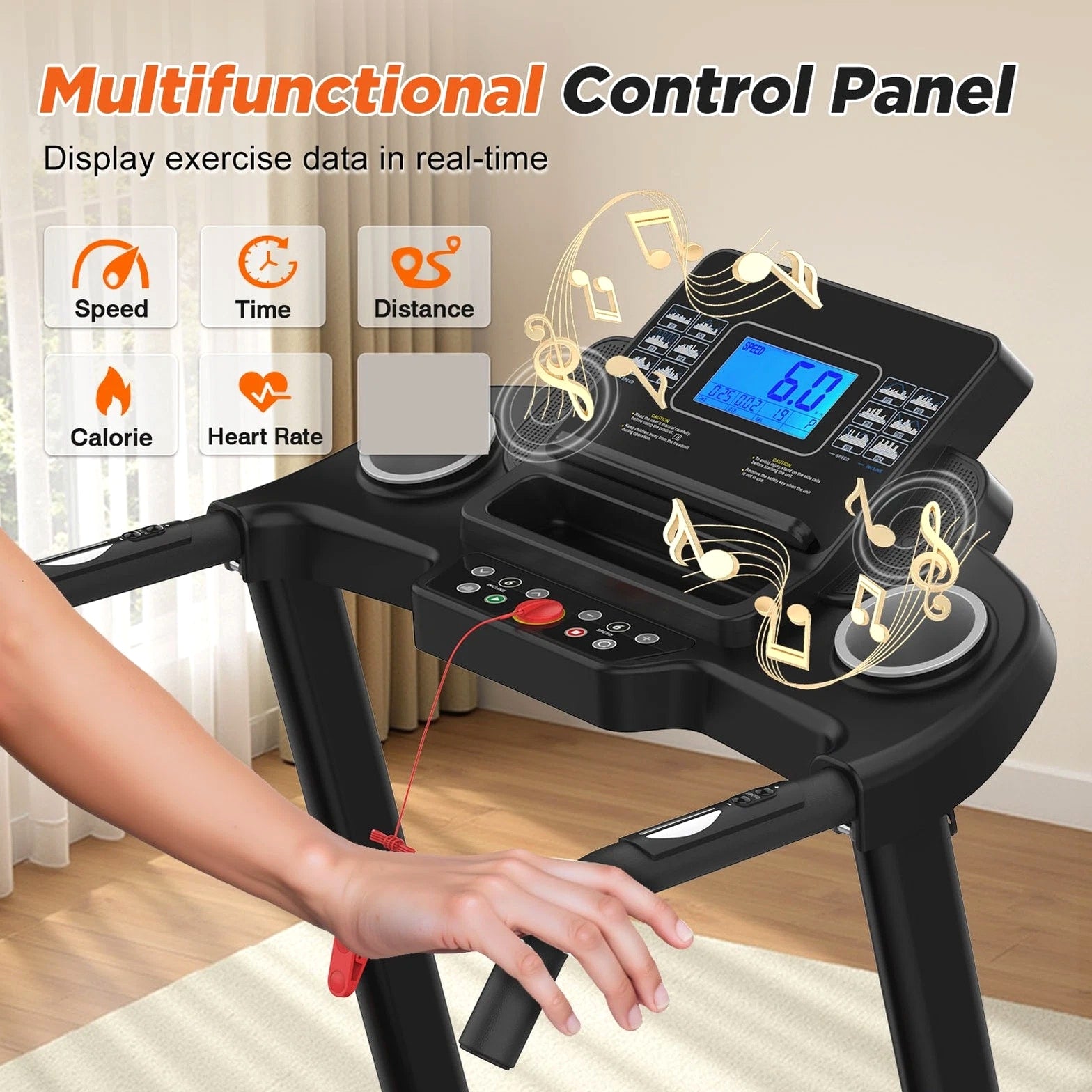 15% Auto Incline Fitness Treadmill 3.25HP High Load Capacity Home Exercise Machine