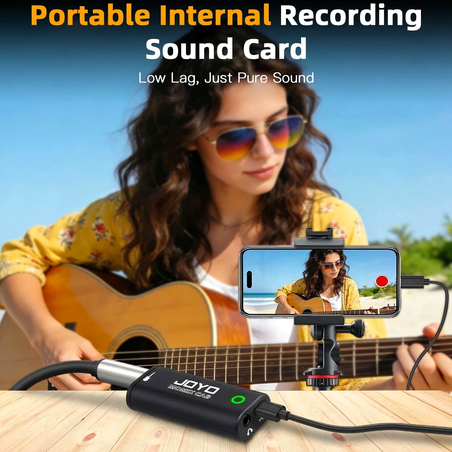 JOYO Guitar Audio Interface Pocket Recording Sound Portable for Live Streaming
