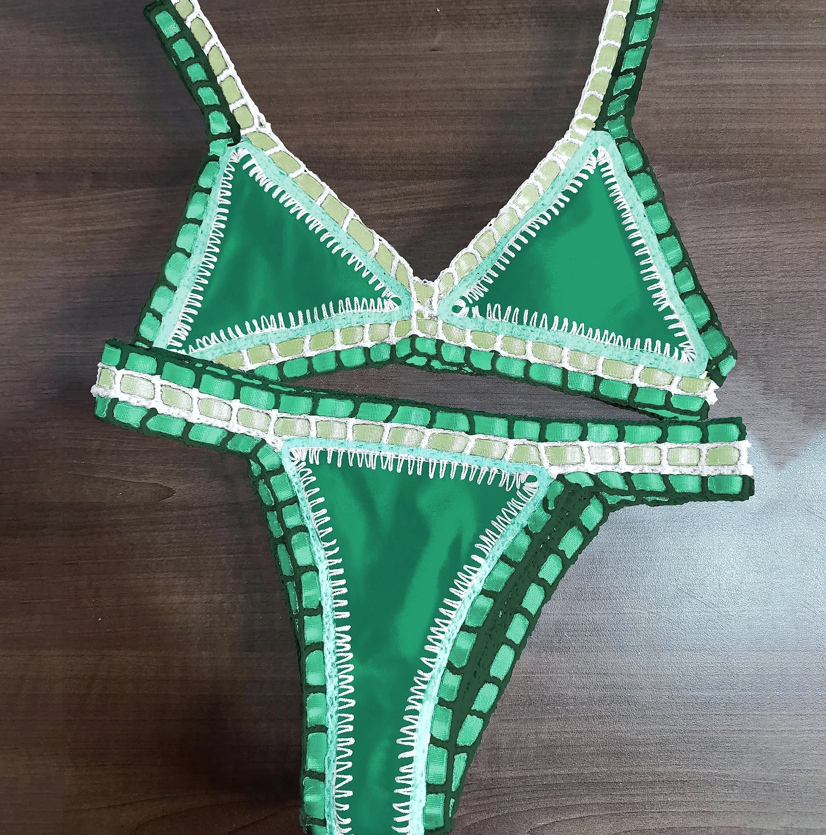 Sporlike Pink Crochet Bikini Set Women Swimwear