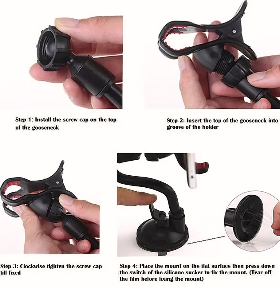 360-Degree Windshield Car Mount with Suction Cup for Phones
