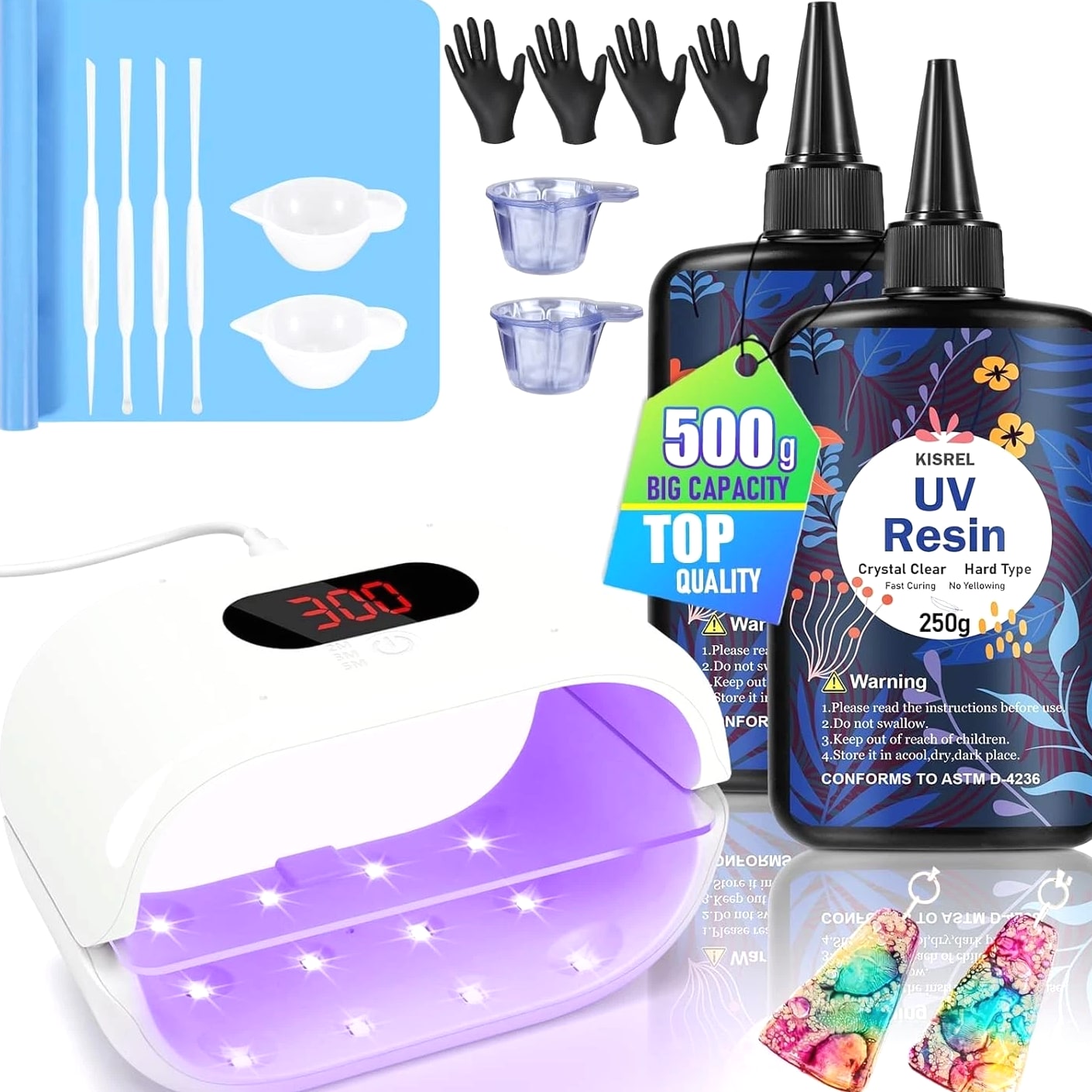 Versatile 500g UV Resin Craft Kit with 36W Light - Low Odor and High Hardness