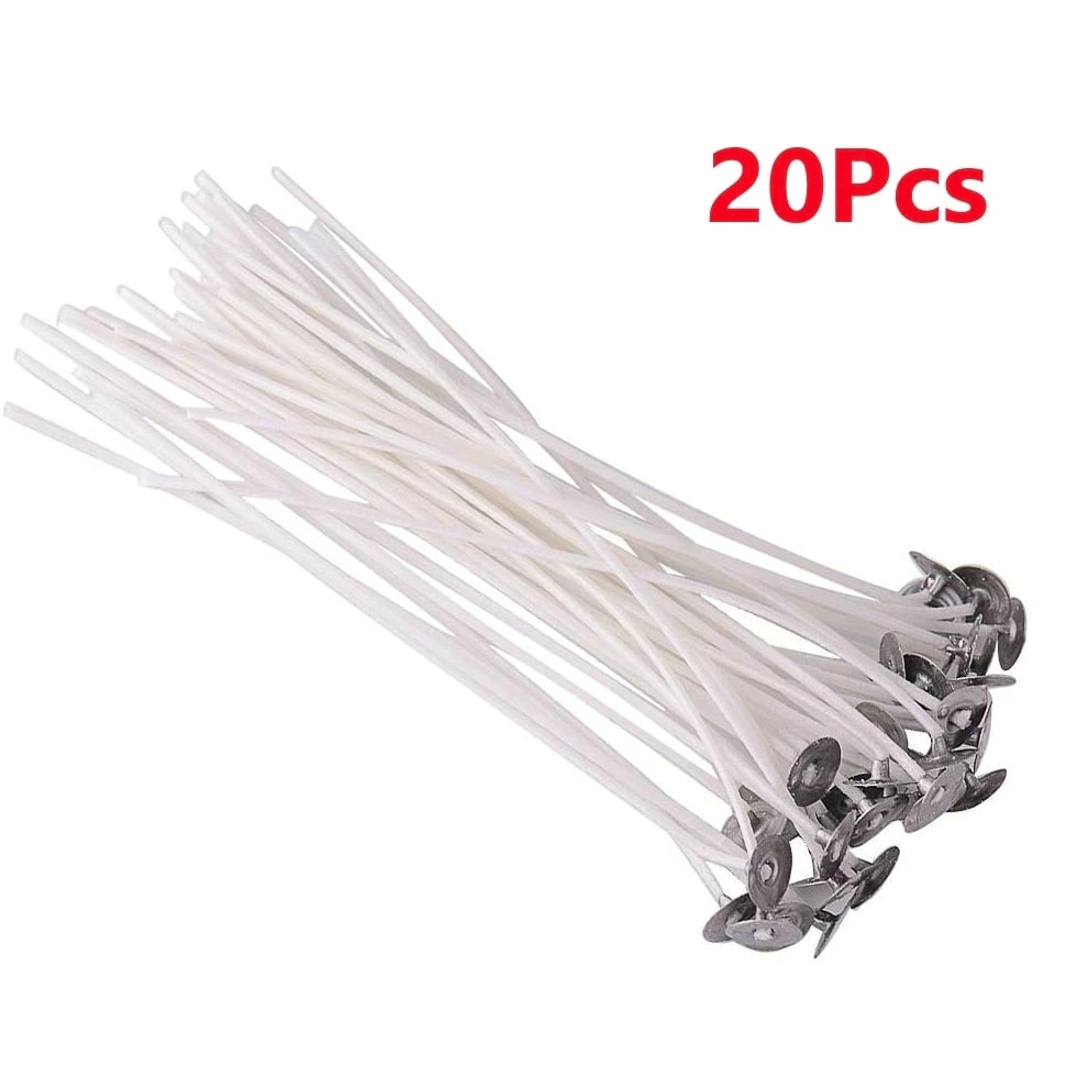 20Pack 20cm/8" Candle Wicks Cotton Core Pre Waxed&Tabbed With Sustainers
