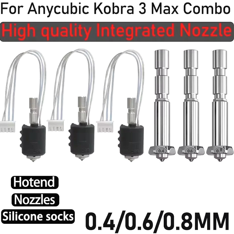 For Anycubic Kobra 3 Max Ceramic Hotend Hardened Steel Nozzle 3D Printer Parts