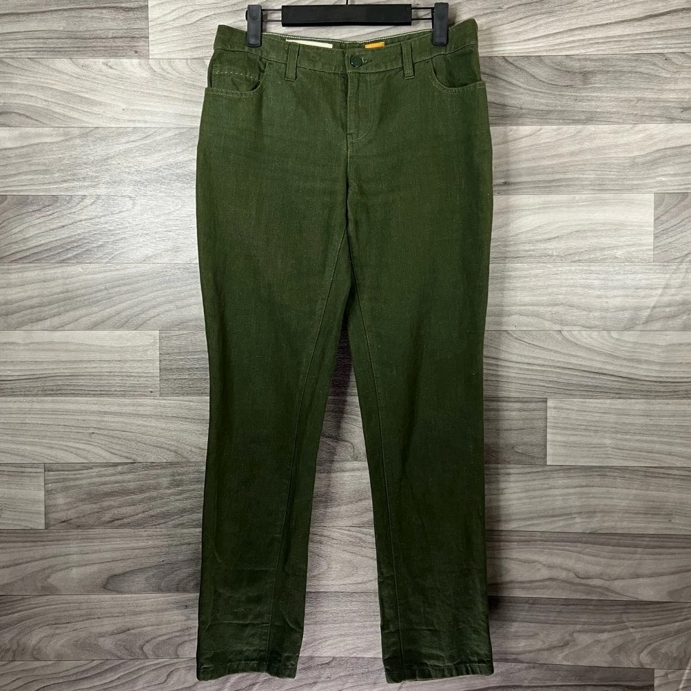 Pilcro & The Letterpress Women's Straight Leg Jeans Green Pockets Medium Wash Size 27
