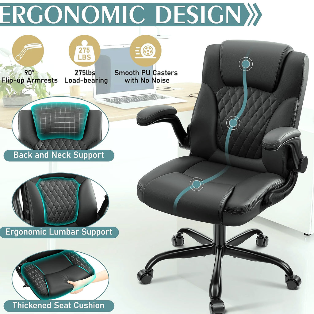 Brick Attic PU Leather Office Chair Ergonomic Desk Seat