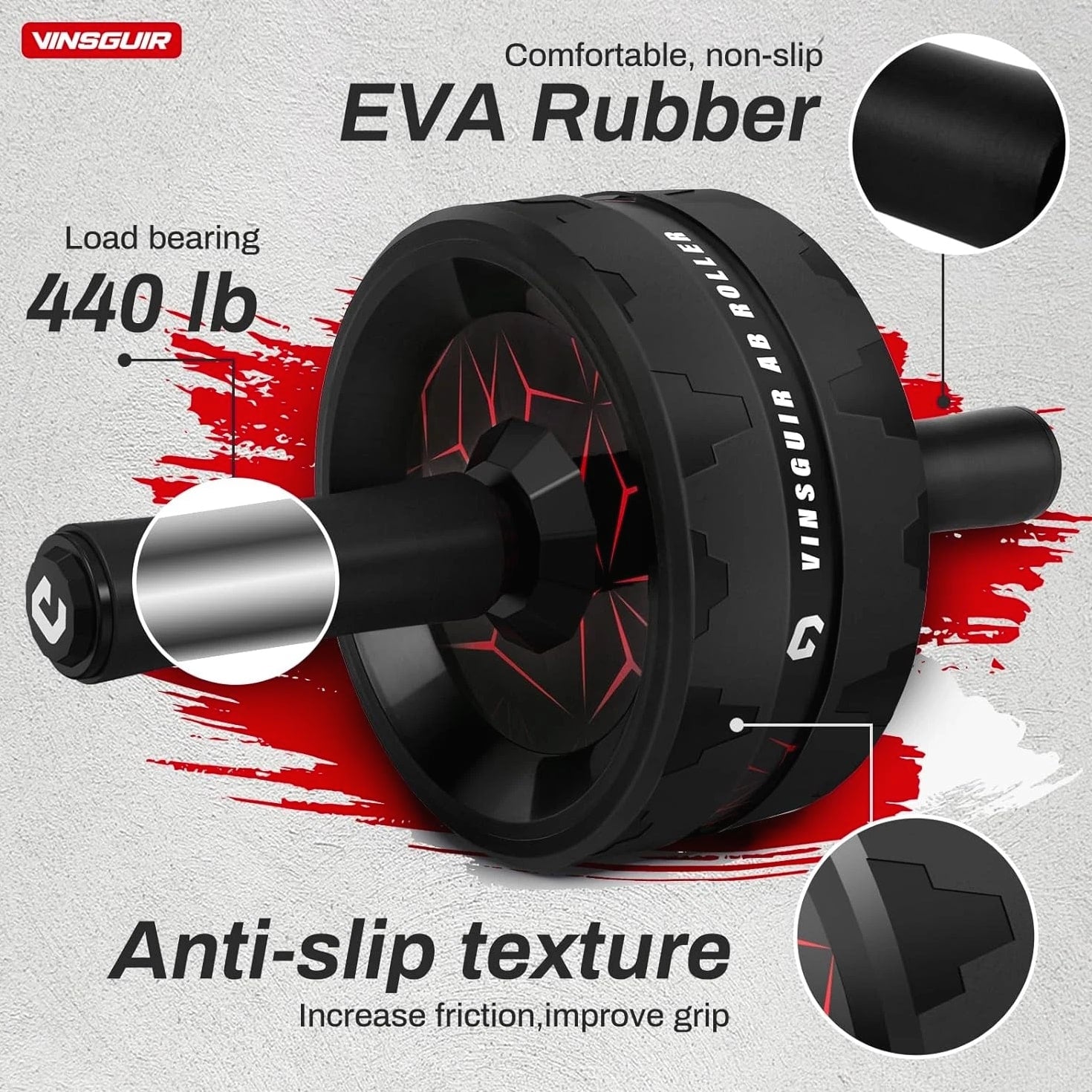 VINSGUIR Ab Roller Wheel, Abs & Core Workout Equipment for Home Gym with Knee Pa