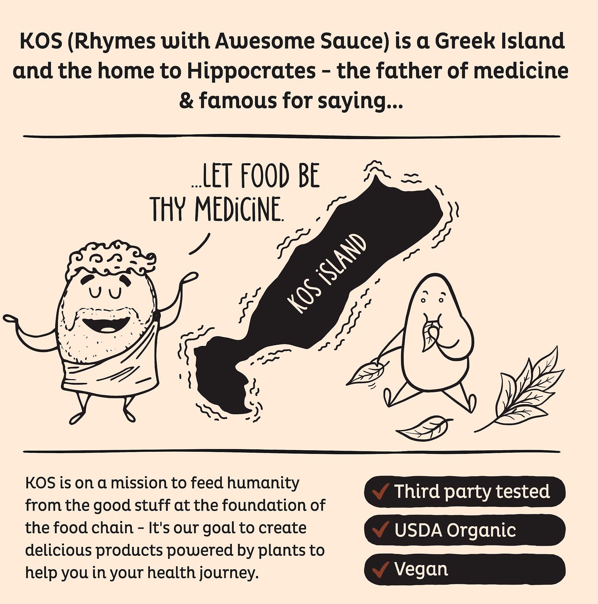 KOS Plant Based Vanilla Protein Powder, Organic Vegan