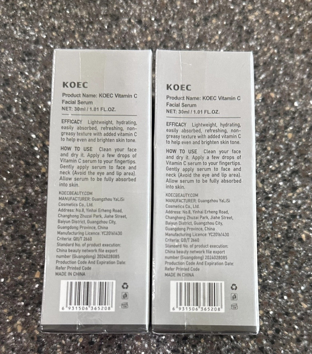 2 x KOEC Vitamin C Facial Serum, 30ml / 1.01oz Each - New Sealed Exp 10/29