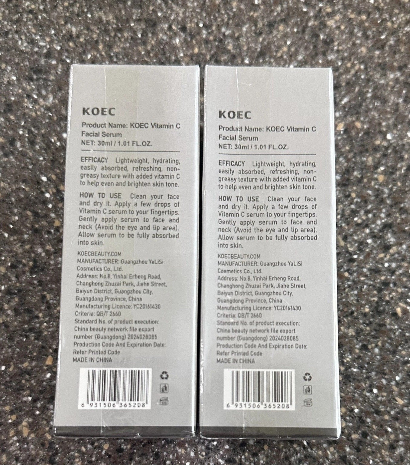 2 x KOEC Vitamin C Facial Serum, 30ml / 1.01oz Each - New Sealed Exp 10/29