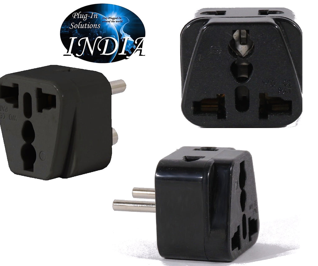 US to India Travel Adapter Plug for USA/Universal to Asia Type E (C/F), M & D AC Power Plugs Pack of 3