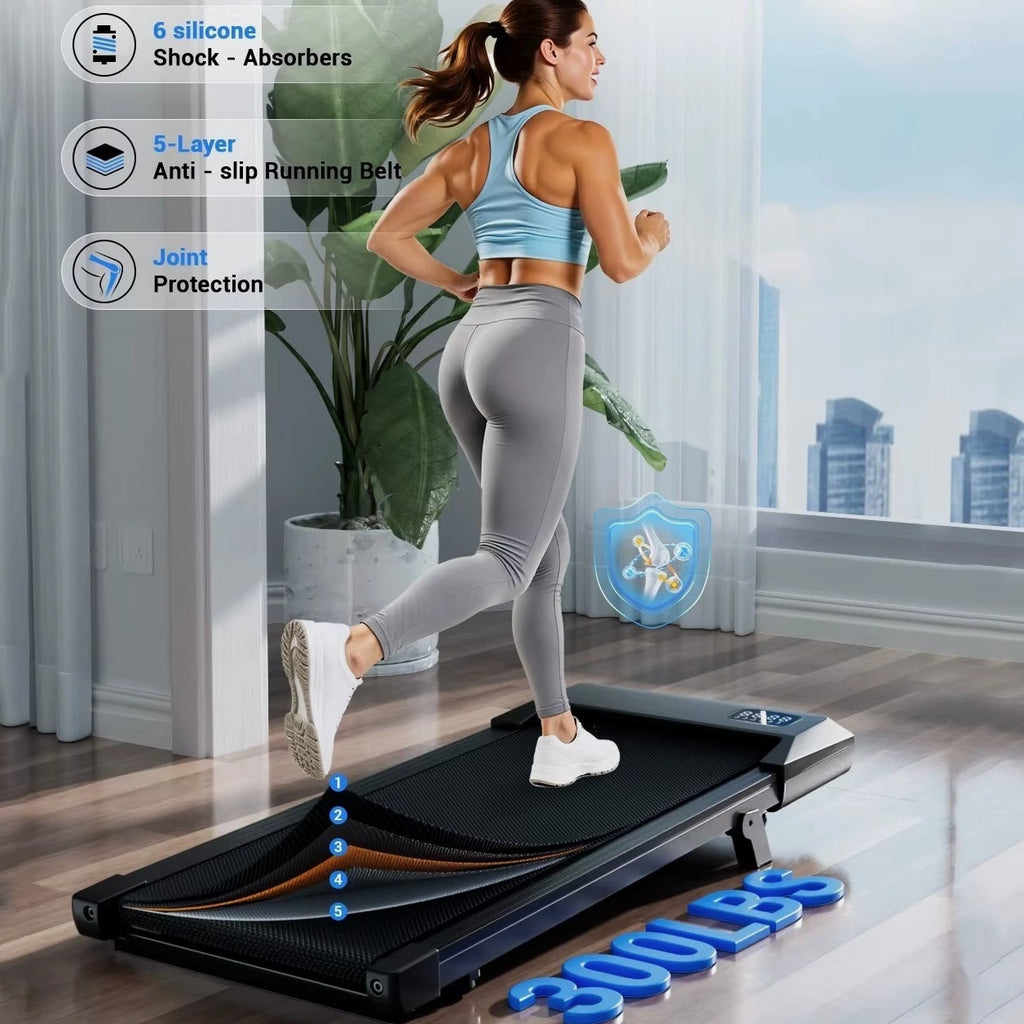 Under Desk Treadmill 2.5HP Walking Pad with 6% Slope Quiet Home Office 300lbs