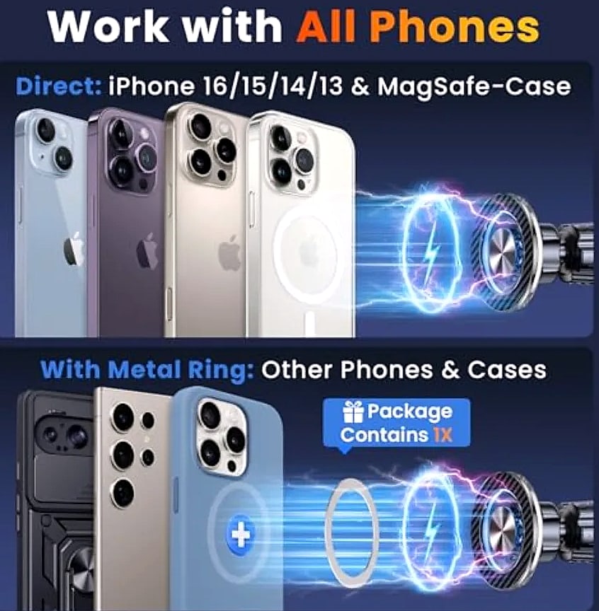 Magnetic Car Phone Holder with MagSafe Compatibility