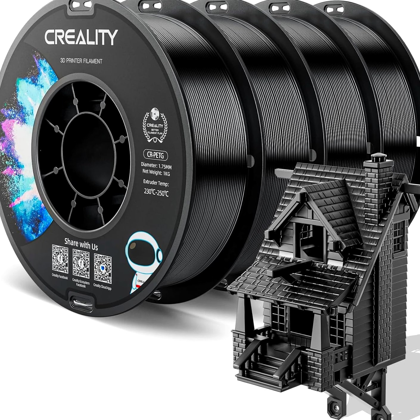 Official Creality PETG 3D Printer Filament 1.75Mm 4KG (8.8Lbs), High Precision,