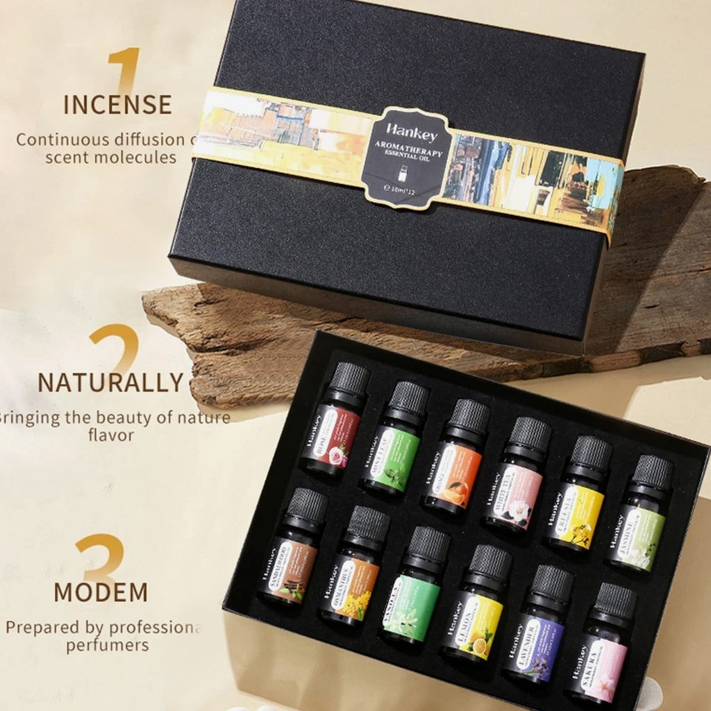 Pure Essential Oil Set: 12x10ml Oils for Diffusers, Candle, Soap Making