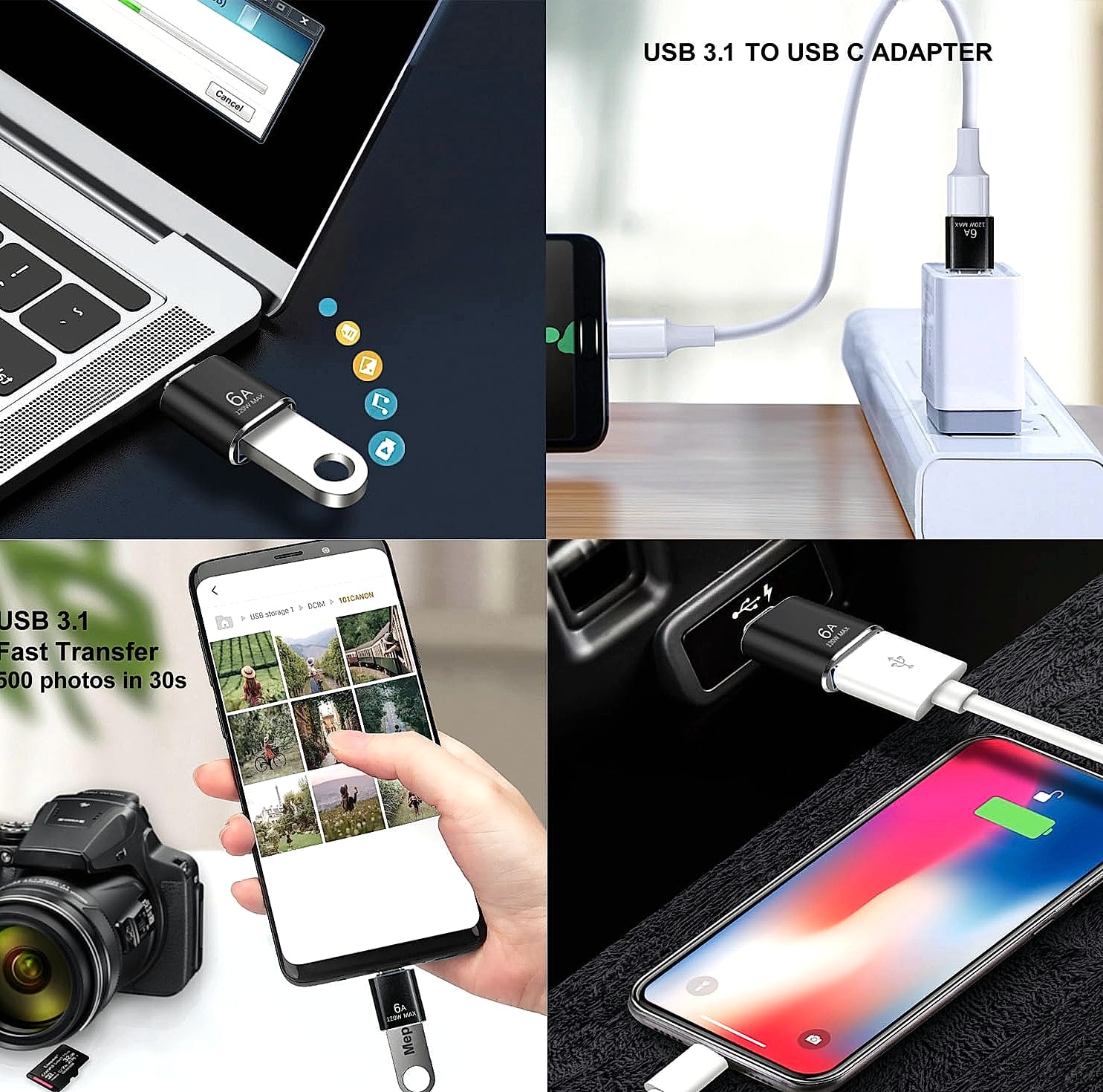 Mepsies USB to USB-C Adapter 4 Pack, OTG and Charging