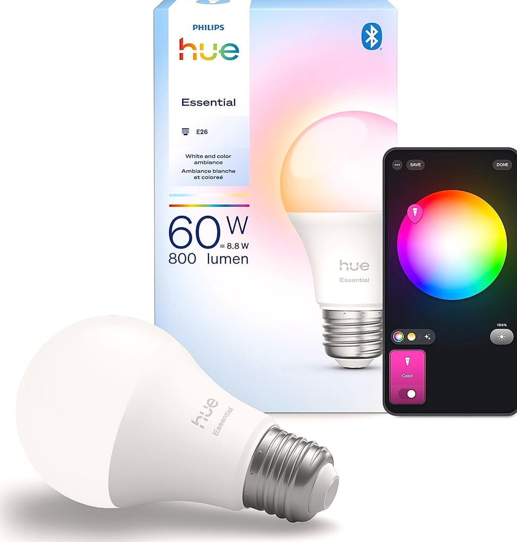 Philips Hue Essential A19 Smart LED Bulb, Color and White