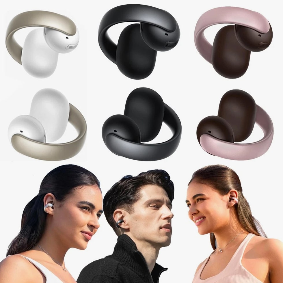 Soundcore AeroClip Open-Ear Earbuds Clip-On Headphones 4 Mic AI-Boost Clear Call