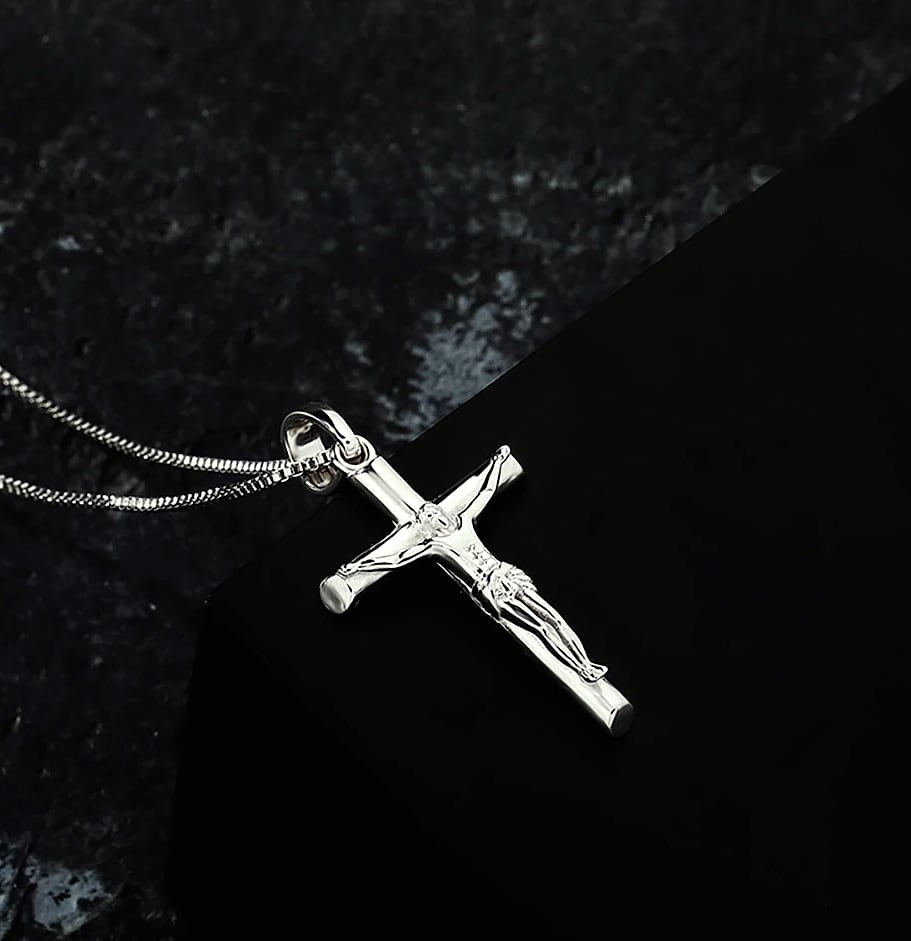 TOPGRILLZ 925 Sterling Silver Jesus Cross Pendant