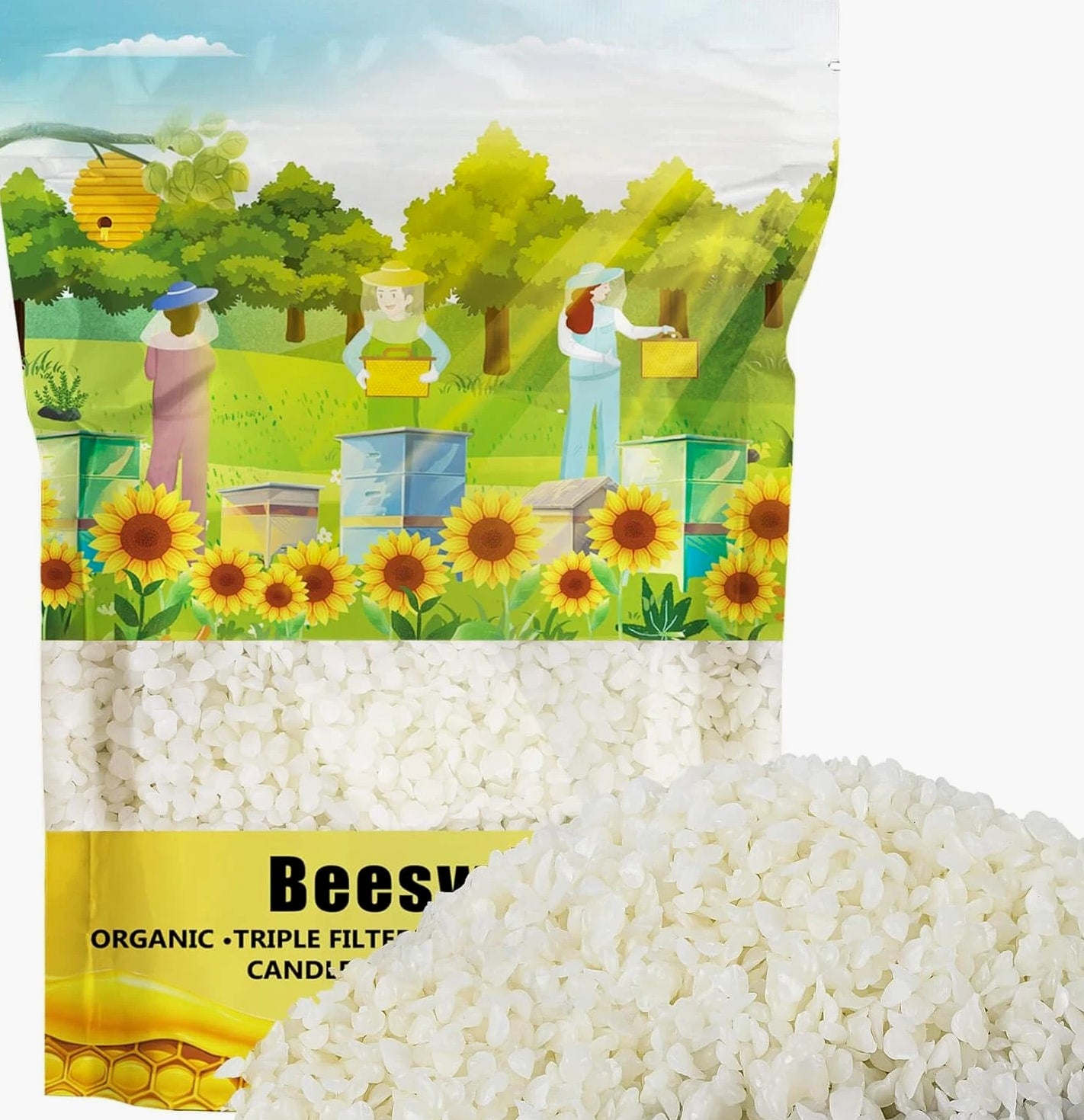 White Beeswax Pellets - 428G Beeswax Pastilles Bulk Bees Wax Triple Filtered