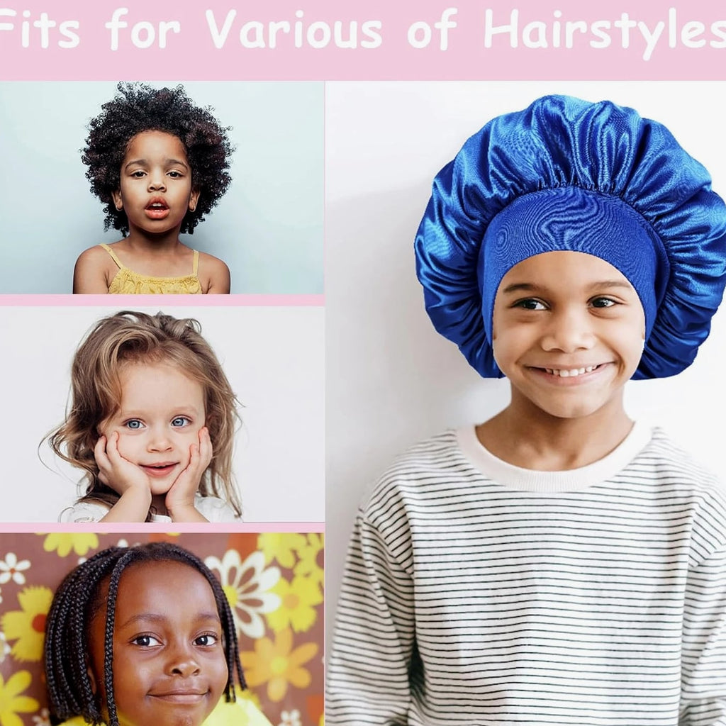3 Pcs Kids Bonnets for Girls, Silk Bonnet for Child Sleeping, Toddler Bonnet