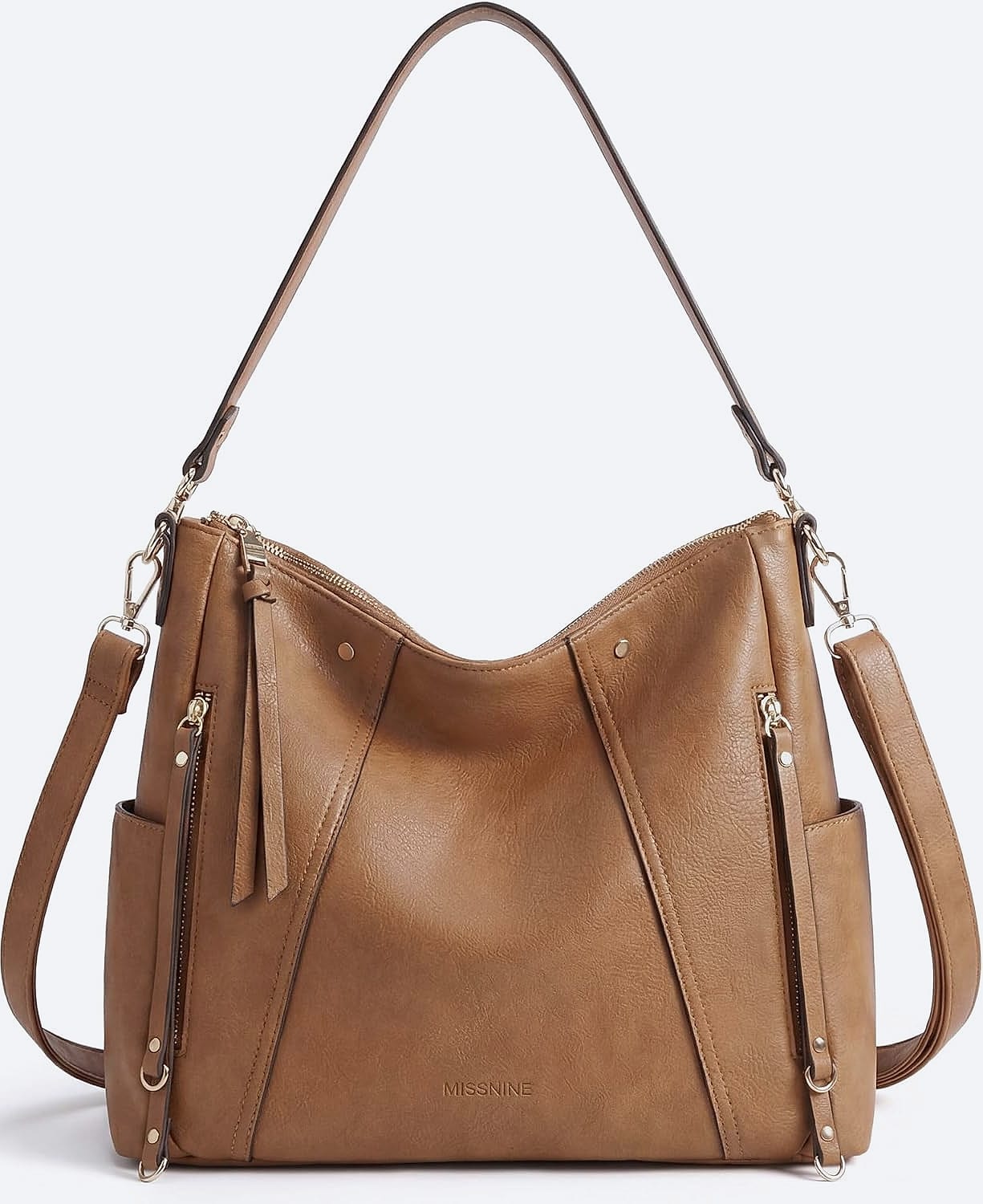 Missnine Hobo Bag Crossbody Purse Vegan Leather Shoulder Tote