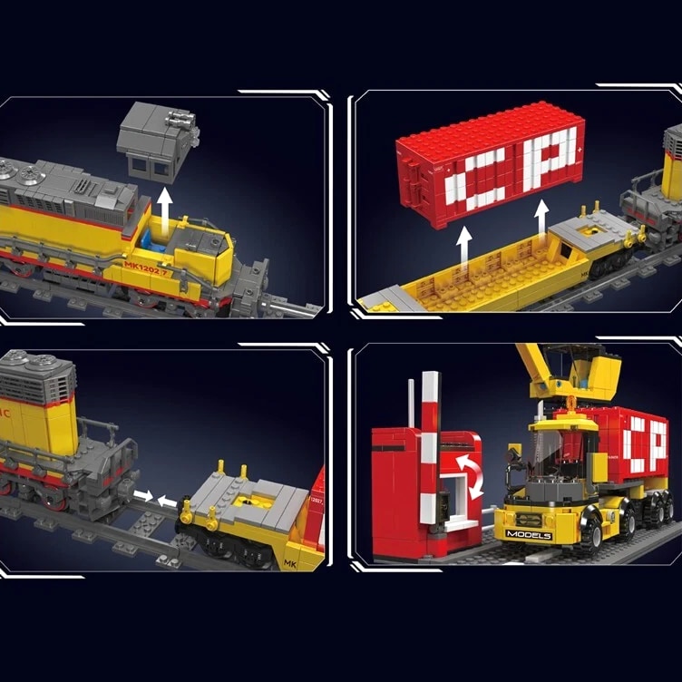 Mould King 12027 Diesel Locomotive Train Trailer Building Block Remote Control Toy