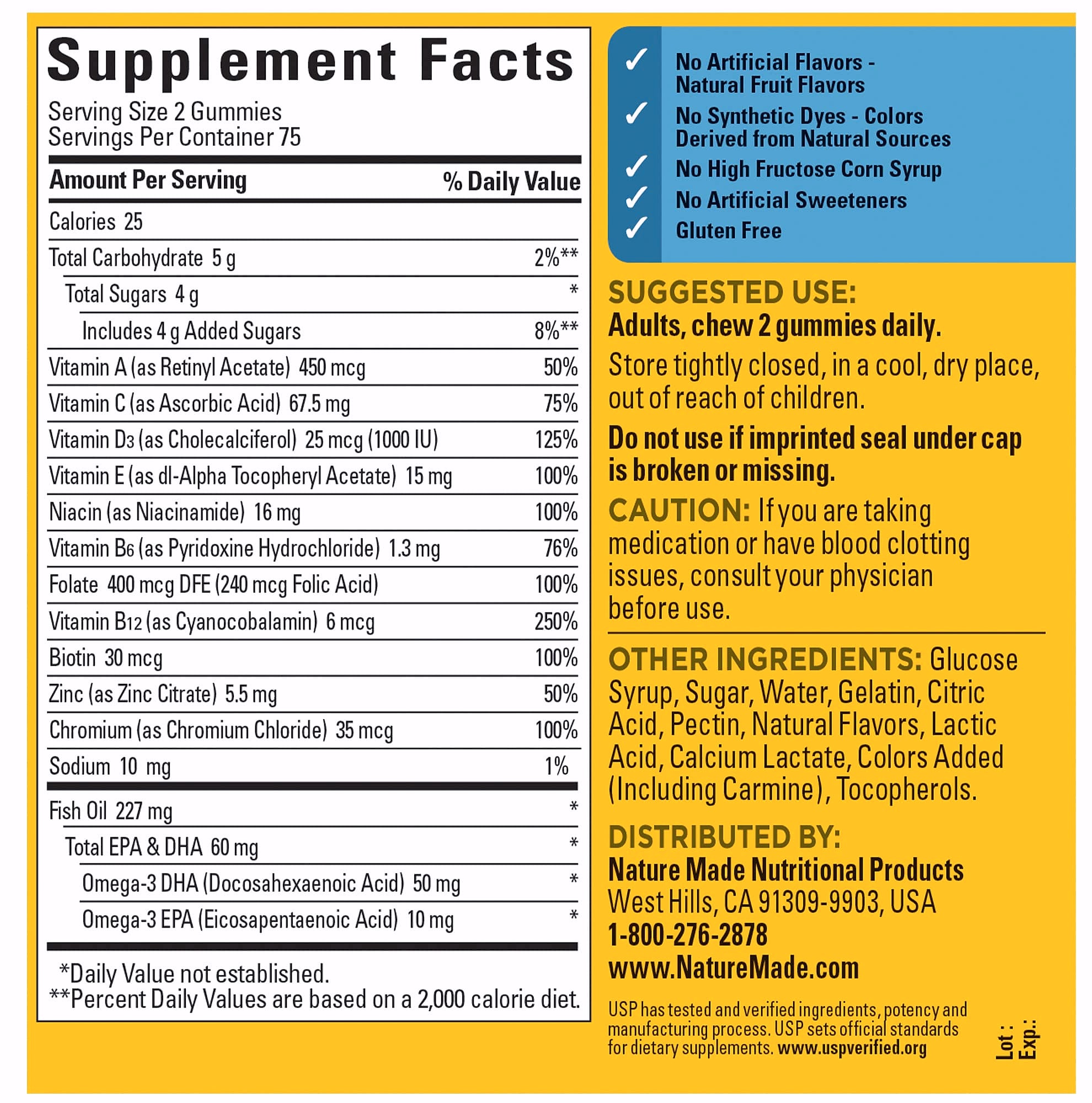 Nature Made Men's Multivitamin Gummies with Omega-3, 150 Count