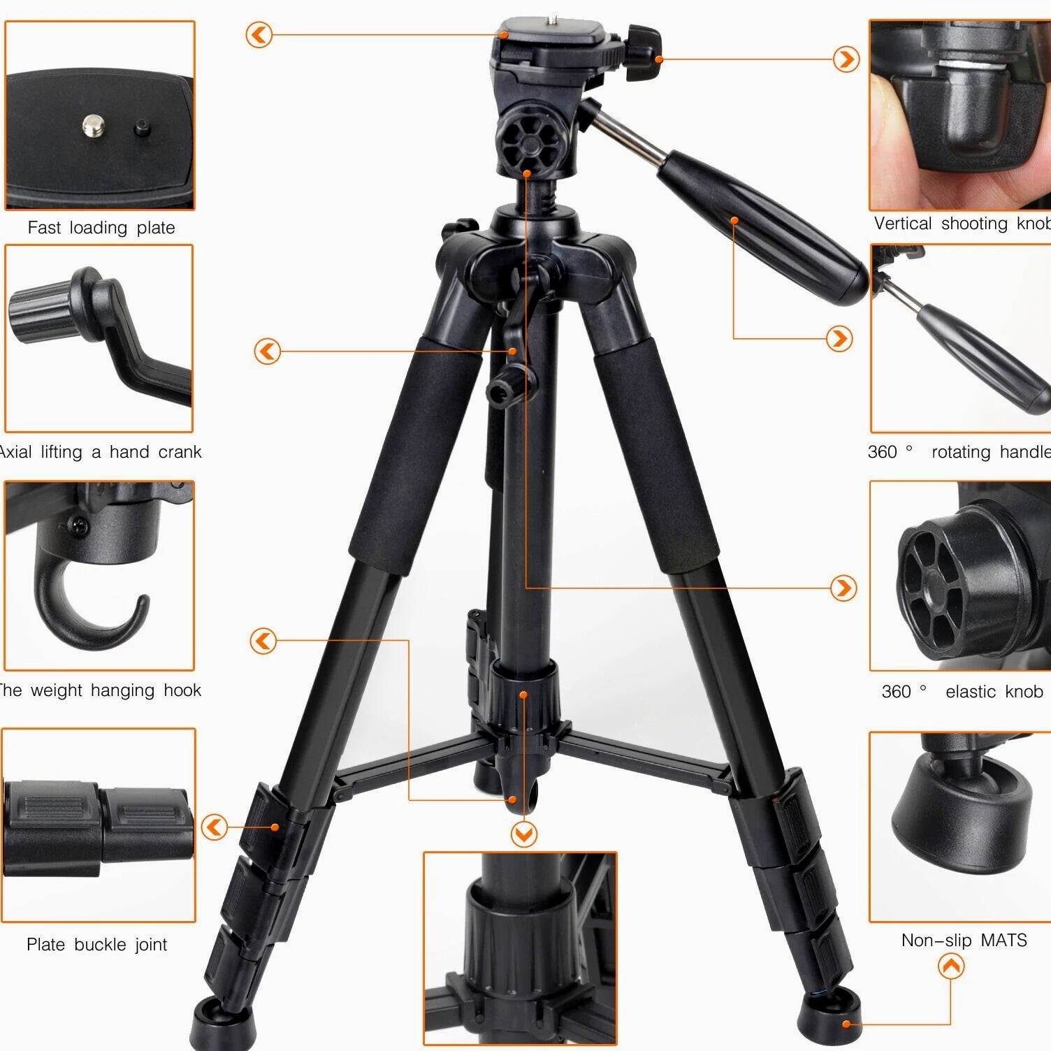 Zomei Q111 55" Heavy Duty Travel Tripod Tabletop Stand for DV DSLR Camera Phone