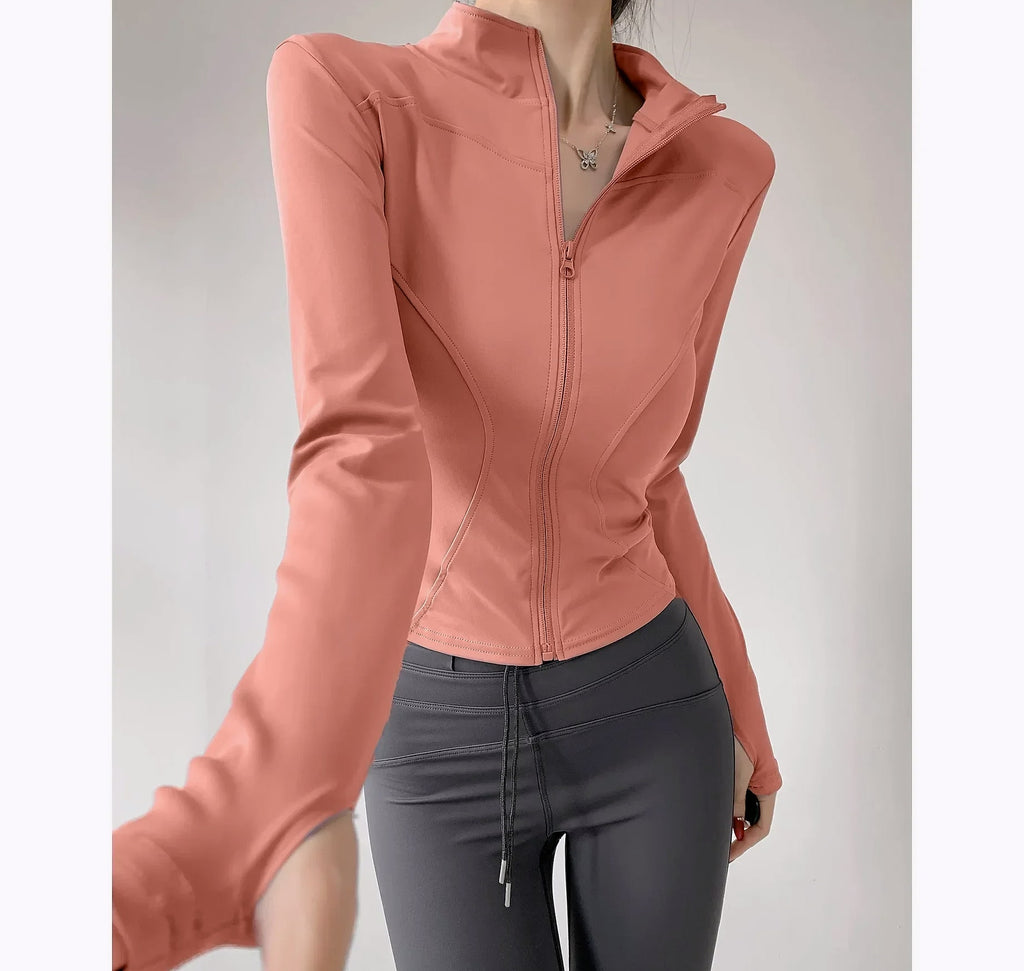Women's Quick Dry Yoga Jacket Long Sleeve Zip Running Top