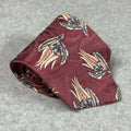 Vintage B Altman Silk Tie, Burgundy Floral Narrow 90s Mens Necktie 58x3.75in
