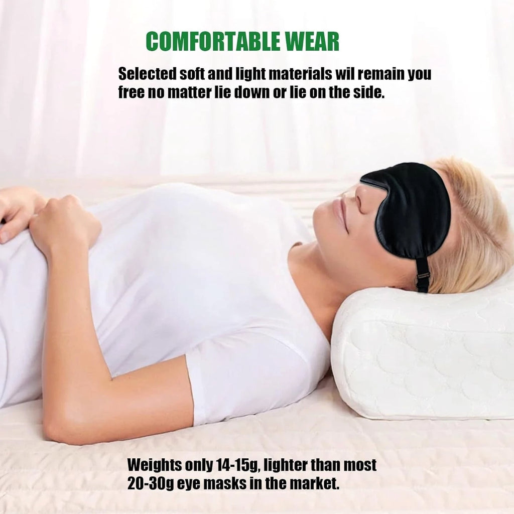 2 Pack Natural Mulberry Silk Eye Masks - Adjustable Black Sleep Mask for Ult...