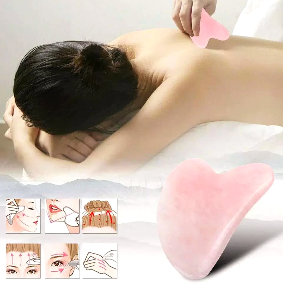 Gua Sha Jade Stone Massage Tool, Guasha for Face and Body Skin Massage