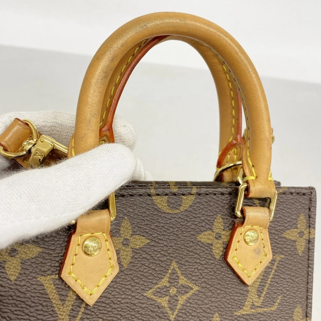 Louis Vuitton Monogram Petite Sac Plat Handbag M81295 Brown 2-way ... GZl1h9rf