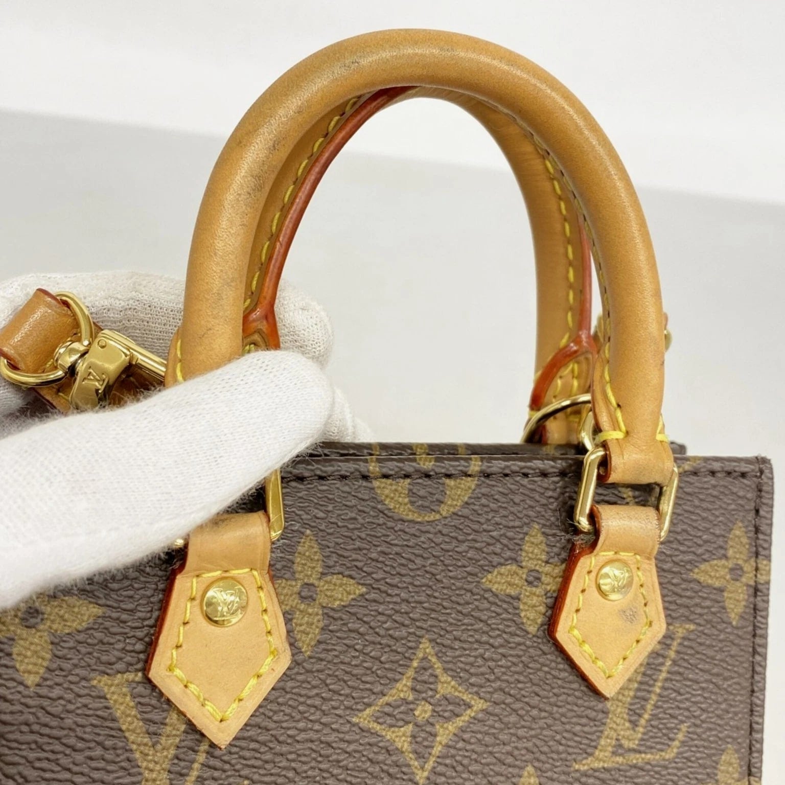 Louis Vuitton Monogram Petite Sac Plat Handbag M81295 Brown 2-way ... GZl1h9rf