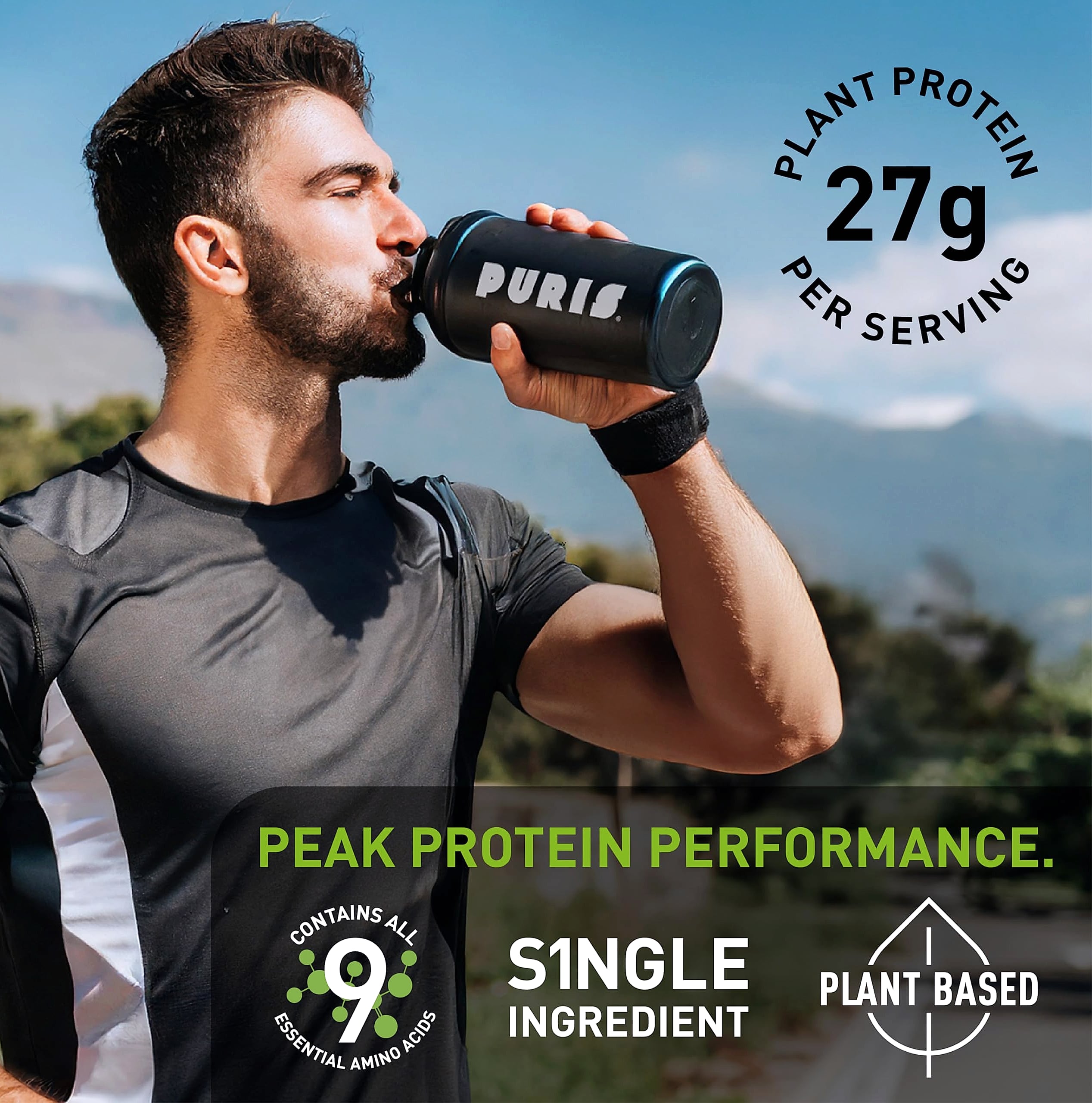 PURIS Organic Pea Protein Powder, 27g Plant Protein Vegan