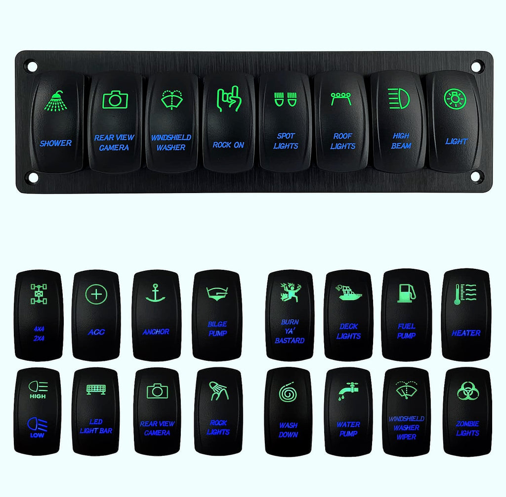 BACAUTOPARTS 8-Way Marine Switch Panel 12V/24V Rocker