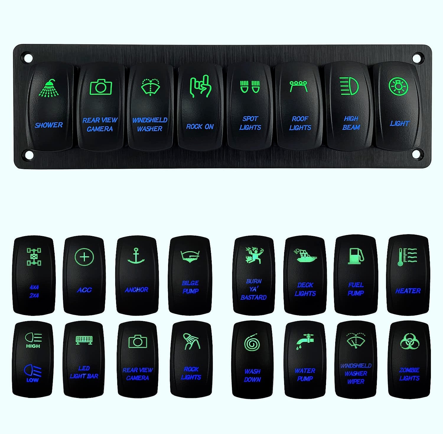 BACAUTOPARTS 8-Way Marine Switch Panel 12V/24V Rocker