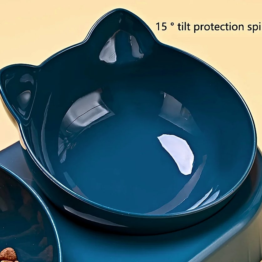 3-in-1 Tilted Cat Bowl Set with Gravity Water Feeder